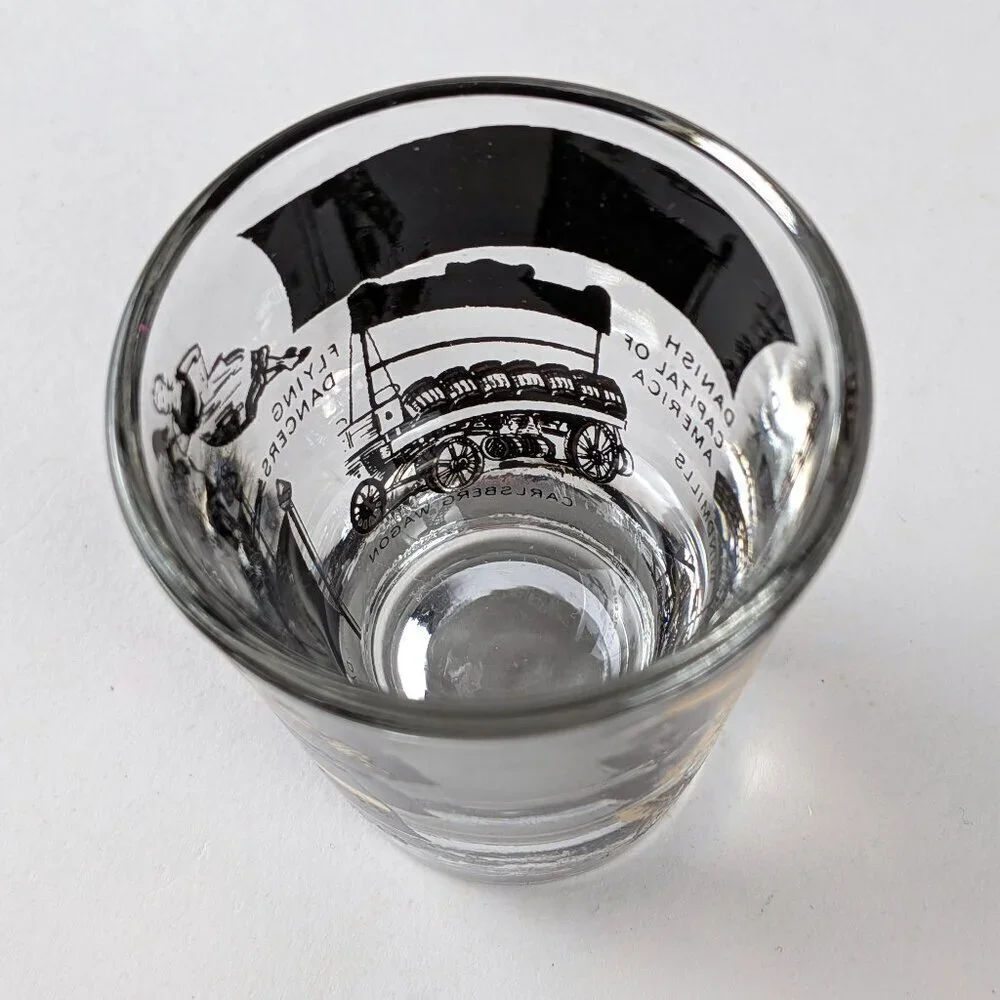 Vintage Solvang, California Gold/Black Shot Glass
